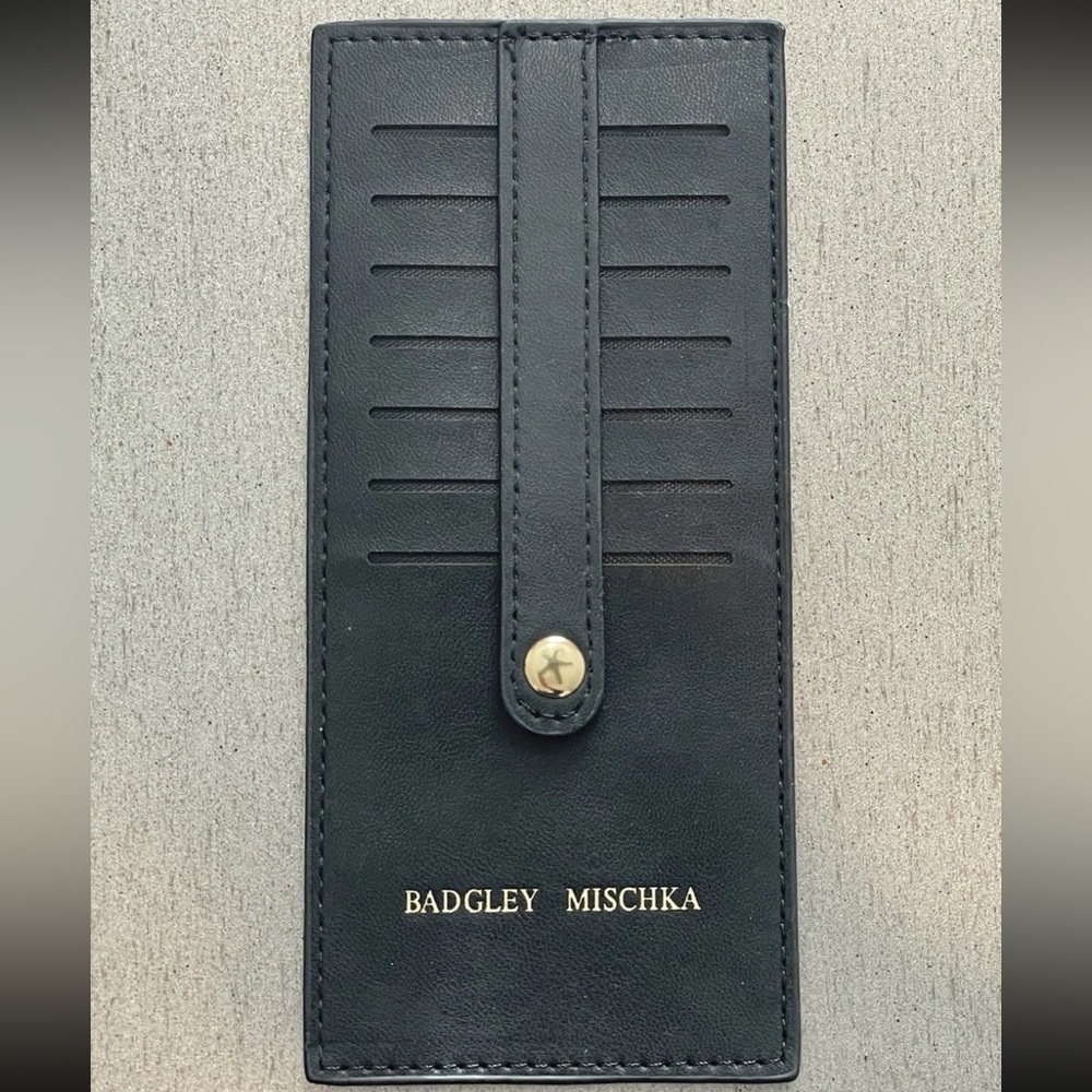Badgley Mischka Black Vegan Leather Key & Card Holder